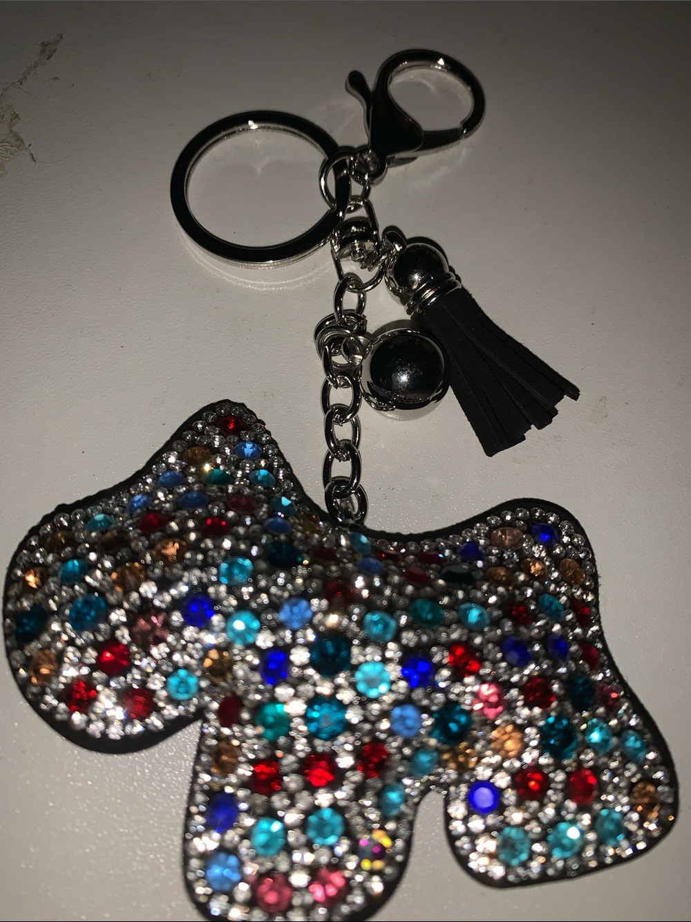 Crystal Dog purse/bag charm Keychain w/tassel